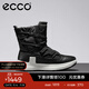 愛(ài)步（ECCO）雪地靴女 戶(hù)外日常綁帶保暖防水女靴 賽冬420163 黑色（牛皮） 38