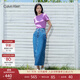 Calvin Klein Jeans夏季女士復古經(jīng)典雙后袋c(diǎn)k前開(kāi)叉牛仔長(cháng)裙半身裙40WK882 NA6-牛仔藍 M 28