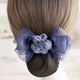 千寶萊職業(yè)頭花護士發(fā)網(wǎng)網(wǎng)兜銀行酒店空姐工作人員絹紗花朵簡(jiǎn)結盤(pán)發(fā)發(fā)夾 漸變花朵-藍色-細網(wǎng)