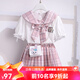 迪士尼（Disney）兒童JK裙子女孩日系學(xué)院風(fēng)小學(xué)生夏裝格裙百褶裙春秋冬裝女童套裝 夏款粉紅 130 cm 適合120-130cm年齡7-8歲