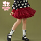 富羅迷女童裙子冬季甜美洋氣網(wǎng)紗凸凸裙小女孩蓬蓬半身裙 酒紅色 140