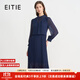 愛(ài)特愛(ài)（EITIE）氣質(zhì)優(yōu)雅假兩件連衣裙2025秋季新款大牌女裝高腰百褶裙C2507820 深海藍31 M (160)