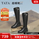 他她（TATA）時(shí)裝靴騎士靴女靴子大筒圍真皮長(cháng)筒靴加絨高靴冬7TG84DG4 黑色（單里）-7TG84 36
