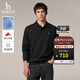 哈吉斯（HAZZYS）男裝 秋季polo領(lǐng)男上衣棉彈寬松翻領(lǐng)衛衣男ABTZE0CCX37 黑色BK XL （180/100A 50）