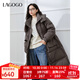 LAGOGO【防鉆絨】灰色長(cháng)款羽絨服女拉谷谷2024年冬款巴恩風(fēng)外套 灰色 M