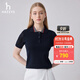 哈吉斯（HAZZYS）女裝 春秋款女撞色條紋領(lǐng)短袖針織衫女ABYSD0BAD04 藏青色NV L (165/88A 40)