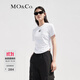 MO&Co.【涼感】個(gè)性膠章短袖圓領(lǐng)抽褶短款截短T恤上衣上裝摩安珂 漂白色 M 165