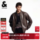 杰克·瓊斯（JACK&JONES）男裝士夾克羊皮革插袋時(shí)尚長(cháng)袖寬松立領(lǐng)經(jīng)典舒適上衣225410002 E09巧克力棕 常規 M （175）