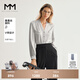 麥檬MM商場(chǎng)同款24秋新品法式極簡(jiǎn)小香風(fēng)緞面桑蠶絲襯衫5F8123071 淺灰 M