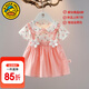 G.duck童裝女童夏裝連衣裙女寶寶短袖碎花套頭衫嬰兒裙子夏天衣服新潮  粉紅色夏季款 73 (建議寶寶6-8公斤 6-12個(gè)月)