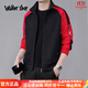 Walker Shop品牌戶(hù)外運動(dòng)套裝男秋冬新款簡(jiǎn)約彈力舒適休閑套裝男裝兩件套 紅色春秋款 XL