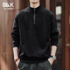班尼路S&K系列美式復古半拉鏈立領(lǐng)衛衣男2026春秋季新款寬松運動(dòng)外套男 曜石黑 L 適合120-140斤