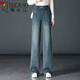 啄木鳥(niǎo)（TUCANO）松緊腰闊腿牛仔褲女2025年秋冬新款高腰女褲寬松mm直筒褲子SN9146 藍色-秋冬 2XL 30碼120斤-135斤