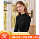 百圖betu女裝秋季新款衛衣女士高彈力半高領(lǐng)修身長(cháng)袖T恤2309T36 黑色 M