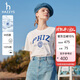 哈吉斯（HAZZYS）女裝 2025夏季女士PHIZ印花寬松短款圓領(lǐng)T恤女【安心品質(zhì)】