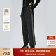 艾萊依羽絨褲女款拼接收腰束腳褲輕盈保暖耐寒通勤長(cháng)褲 炭黑 S
