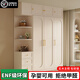 聚又嘉 ENF級奶油風(fēng)衣柜臥室家用實(shí)木柜子帶玻璃平開(kāi)門(mén)歐式可定制大衣櫥 B款120*57*240兩門(mén)+邊柜+頂柜