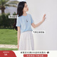 香影粉色t恤女裝短袖正肩2025夏季新款圓領(lǐng)卡通刺繡減齡上衣小衫 藍色 M 160/84A/95-110斤
