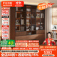 法詩(shī)韻中古風(fēng)全實(shí)木定制書(shū)柜2025爆款一體靠墻帶玻璃門(mén)置物柜橡木展示柜 1.8米長(cháng)*2.4米高【六門(mén)書(shū)柜】 ENF母嬰級環(huán)?？咕?8MM加厚橡木