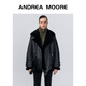喬箐女士皮毛一體真皮皮衣女2025AndreaMooreAndereMoore皮草連身夾克 黑皮黑毛 S 均碼
