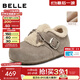 百麗（Belle）章若楠同款喵喵吐司毛毛勃肯鞋女2025冬新加絨棉鞋B2829DM5預售 灰色 37