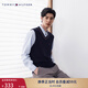 TOMMY HILFIGER秋冬男女純棉商務(wù)休閑通勤學(xué)院風(fēng)鑲邊V領(lǐng)內(nèi)搭打底衫針織背心 藏青色FAP M （推薦：135-150斤）