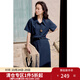 獨束大碼女裝簡(jiǎn)約通勤假兩件襯衫連衣裙2025新款微胖萊賽爾顯瘦裙 藏青 （贈腰帶） 2XL （尺碼：4）