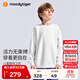 moodytiger【奶皮衣】?jì)和l衣吸濕排汗春秋裝男童柔軟高彈透氣女童運動(dòng)上衣 云朵白D 150 cm