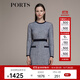 PORTS寶姿女裝秋冬新款撞色立體花紗針織連衣裙LM9K210NZF041 丈青混色 S