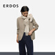 ERDOS 25秋冬羊絨單層水紋裝飾流蘇保暖女圍巾披肩 淺駝 170cmX35cm