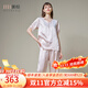 美標（MEIBIAO）送愛(ài)人禮物短袖真絲睡衣女春夏19姆米重磅套裝100%桑蠶絲綢家居服 灰粉 短袖七分褲套裝 L (165/88A)