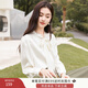 香影飄帶蝴蝶結雪紡襯衫女長(cháng)袖2025秋季新款襯衣垂感職業(yè)通勤上衣 米色 M