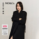 MO&Co.【秦嵐同款】大衣綿羊毛毛呢外套墊肩長(cháng)款附腰帶MBD4OVC002 黑色 M /165