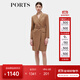 PORTS寶姿女裝秋季新款修身通勤雙排扣連衣裙ALD9D028NWF 駝色 M (6)