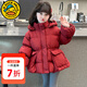 G.duck小黃鴨女童棉服冬季新款兒童衣服加厚保暖女孩外套冬裝中大童棉衣 紅色 120 尺碼5~6歲【110-120cm】