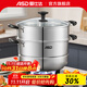 愛(ài)仕達（ASD） 不銹鋼蒸鍋加厚復底帶蒸籠蒸篦蒸饅頭大湯鍋 燃氣明火電磁爐通用 雙層蒸鍋（玻璃蓋） 28cm