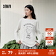 森馬（Semir）長(cháng)袖T恤女秋季oversize印花蝴蝶結2025新款少女感甜酷套頭衫 本白10102 M