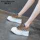 縈妃公主（YINGFEIPRINCESS）品牌休閑鞋女內增高女鞋7cm春新款百搭松糕小白鞋厚底運動(dòng)鞋 卡色 37 (235mm)