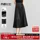 尚都比拉新中式國風(fēng)半身裙女春秋a字顯瘦改良馬面裙黑色中長(cháng)裙 黑色 L