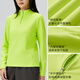 王后衛加絨跑步T恤男女立領(lǐng)半開(kāi)拉鏈上衣吸濕排汗溫控運動(dòng)長(cháng)袖抗皺免燙 熒光綠-女款 S
