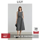LILY2025夏新款女裝復古設計感黑白格紋無(wú)袖圓領(lǐng)收腰背心連衣裙 510黑 M