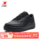 特步（XTEP）【國潮】女鞋板鞋空軍一號夏季鞋子休閑鞋情侶運動(dòng)鞋小白鞋 黑/黑底-男（新版） 42