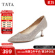 他她（TATA）酒杯鞋婚鞋新娘鞋伴娘鞋宴會(huì )高跟鞋女鞋細跟配裙子單鞋新 粉色（5.5cm）-流光款 37