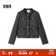 森馬（Semir）【通勤小香風(fēng)】外套女短款優(yōu)雅直角肩外穿24新款粗花呢流蘇短夾克 灰色調00322 M