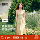 森馬（Semir）連衣裙女設計感肌理浪漫2025新款夏季甜美花邊碎花吊帶裙森系 黃色調00333 M