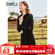 百圖betu女裝秋季新款連衣裙連帽針織高級感復古中長(cháng)裙女2309T90 黑色 M
