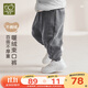 拉比兒童束口褲不倒絨保暖2025秋冬新款外出男女童加絨長(cháng)褲束腳褲 花灰 110 cm