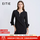 愛(ài)特愛(ài)（EITIE）極簡(jiǎn)高級感直筒小黑裙2025秋季新款V領(lǐng)純色長(cháng)袖連衣裙C2507830 極簡(jiǎn)黑20 L