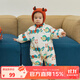 papa爬爬冬季新款男女寶寶夾棉連體衣嬰兒爬服加厚衣服保暖新年服 米白 90cm