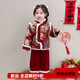 哈熙牛拜年服女童冬季新款女寶寶衣服兒童冬裝新中式加絨加厚唐裝兩件套 紅色年服套裝（含包包） 加絨 100 建議2歲左右
